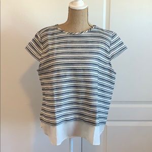 Cap sleeve blouse blue and white color